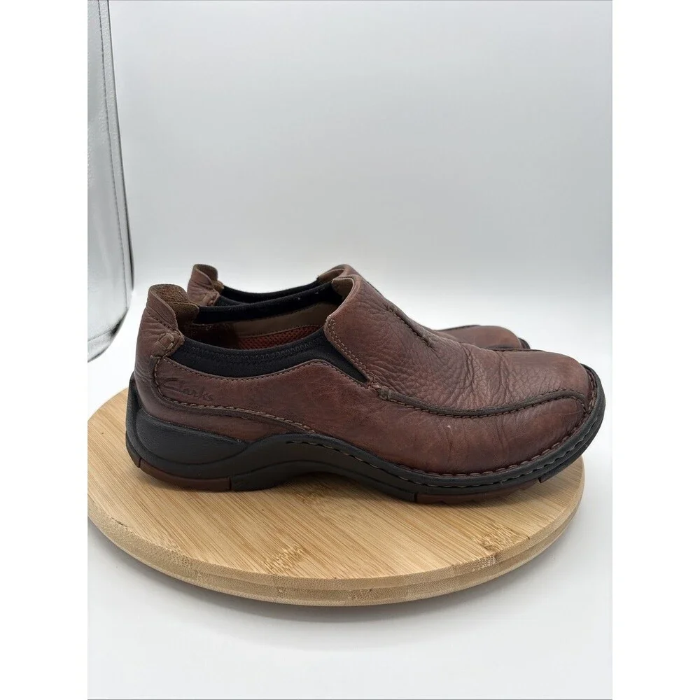 Clarks Pickett Mens 8M Brown Leather Casual Slip On Shoes 36596